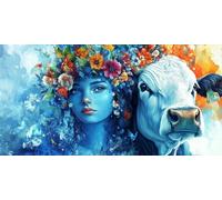 Pintar por Numeros Adultos Buey Paint by Numbers Adult Mujer Cuadros para Pintar por Numeros 80x160cm Lienzos con 3 Pinceles e Pigmento Acrílico, Decoracion Hogar Pared Habitacion,Regalo, -fu731u