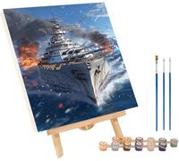 Pintar por Numeros Adultos Buque De Guerra, Pintar por Numeros Paisaje, DIY manualidades adultos Kit con Pinceles y Pigmento Acrílico, Paint by Numbers Adult para Decoración Hogar 50x65cm U-5223