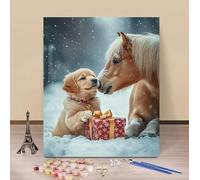 Pintar por Numeros Adultos Caballo Cuadros para Pintar por Numeros Perro Paint by Numbers Adult DIY Manualidades Adultos Kit Lienzo Pintura Para Decoración Del Hogar Sin Marco 80x120cm S-J64IW