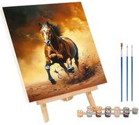 Pintar por Numeros Adultos Caballo, DIY Pintar por Numeros Animal, Manualidades Adultos Kit con 3 Pinceles y Pigmento Acrílico, Paint by Numbers Adult para Decoración Hogar Regalo 40x50cm 1-5891