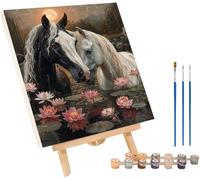 Pintar por Numeros Adultos Caballo Pintar por Numeros Flor, DIY Kit Manualidades Adultos con 3 Pinceles y Pigmento Acrílico, Paint by Numbers Adult para Decoracion Hogar, Regalo Mujer 50x65cm 1-3328
