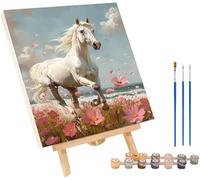 Pintar por Numeros Adultos Caballo Pintar por Numeros Flor, DIY Kit Manualidades Adultos con 3 Pinceles y Pigmento Acrílico, Paint by Numbers Adult para Decoracion Hogar, Regalo Mujer 100x130cm 1-3180
