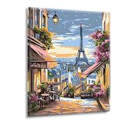 Pintar por Numeros Adultos Calle Vista, Pintar por Numeros sin Marco, DIY Kit Pintura Creative para Manualidades Adultos con Pinceles y Pigmento, Cuadros Decoracion Hogar, Regalo Mujer 25x35cm L-g-48