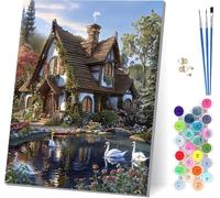 Pintar por Numeros Adultos Casas, Pintar por Numeros Ganso, DIY Paint by Numbers Adult Kit con Pinceles y Pigmento, Paint by Numbers Para Cuadros Decoracion Salon Modernos, Regalo Mujer 20x30cm 0-1057