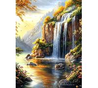 Pintar por Numeros Adultos Cascada Bosque, Kit de Pintura por Numeros Principiantes, DIY Paint by Numbers, Manualidades Adultos con Pinceles y Pigmentos, Regalo Mujer, Decoracion Hogar 60x80cm YT6-495