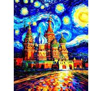Pintar por Numeros Adultos Catedral De San Basilio Pintura por Numeros Abstracto, Kit de Pintura al óleo de Lienzo DIY para con Pinceles, Pigmento, Manualidades Adultos, Decoracion Hogar 60x80cm 9-62