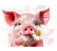 Pintar por Numeros Adultos Cerdo Pintar por Numeros Niños 6 Años, DIY Manualidades Paint by Numbers Animales, Kit de Pintura con Pinceles y Pigmento Acrílico, Decor del Hogar Regalo 20x30cm Y2-986