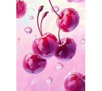 Pintar por Numeros Adultos, cereza fruta, DIY Painting by Numbers Kits, Pintar por Numeros, Fácil de Hacer, con 3 Pinceles, Pigmento Acrílico, Regalos Originales para Mujer, Decoración 80x60cm J0-647