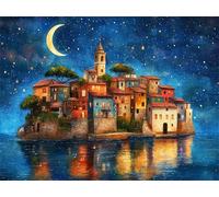 Pintar Por Numeros Adultos Cielo Estrellado Arquitectura Pintar Por Numbers Niños Principiantes, Colorear por Numeros Adultos Manualidades, Navidad Decoración Casa Regalo (Sin Marco) 30x40cm RZ8-887