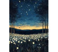 Pintar por Numeros Adultos Cielo Estrellado Cuadros Para Pintar por Numeros Flor Patrón DIY Kit Manualidades Adultos Pintura al óleo de Lienzo para Decoracion Hogar, 30x40cm (Sin Marco), Model 1153