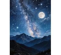 Pintar por Numeros Adultos cielo estrellado Montaña, Kit de Pintura por Numeros, DIY Paint by Numbers, Manualidades Adultos con Pinceles y Pigmentos, Regalo Mujer, Decoracion Hogar 45x60cm YT6-101