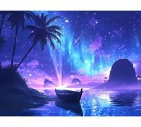 Pintar por Numeros Adultos Cielo estrellado playa, DIY Painting by Numbers Kits, Pintura por Números Cuadros DIY, con Pinceles, Pinturas Acrílicas, Kit Completo para Painting, Decor 20 x 30 cm 0F-922