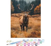 Pintar por Numeros Adultos Ciervo Cuadros para Pintar por Numeros Animal Kit Manualidades Adultos Paint by Numbers Adult DIY Lienzos Pintura Kit Para Decoración Del Hogar Sin Marco 80x120cm I-520V6