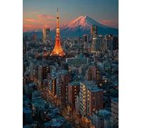 Pintar por Numeros Adultos Ciudad, Pintar por Numeros Niños Monte Fuji, DIY Cuadros Manualidades Adultos Kits, Paint by Numbers con Pinceles y Pinturas Acrílicas, Decoracion Habitacion, 40x50cm Z-3239