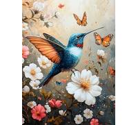 Pintar por Numeros Adultos, Colibrí Pintar por Numeros Flor Paint by Numbers Adult Kit Manualidades DIY Pintura al óleo de Lienzo, Decoracion Hogar, Regalos Originales para Mujer 30x40CM, Model 1162