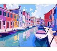 Pintar por Numeros Adultos color arquitectura, DIY Painting by Numbers Kits, Pintura por Números Cuadros DIY, con Pinceles, Pinturas Acrílicas, Kit Completo para Painting, Decoración 60 x 80 cm 0F-21