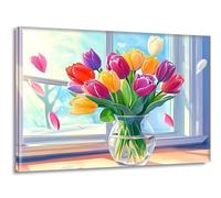 Pintar por Numeros Adultos Color Tulipán, Pintar por Numeros sin Marco, DIY Kit Pintura Creative para Manualidades Adultos con Pinceles y Pigmento, Cuadros Decoracion Hogar, Regalo 25x35cm L-g-22
