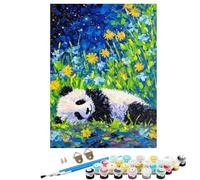 Pintar por Numeros Adultos con Bastidor, DIY Pintura por Numeros Kit, Panda Abstracto Paint by Numbers Accesorios 3 Pinceles y 36 Pintura Acrílica Decoración Hogar Mujer Regalo 50 x 70 cm SYLDK488