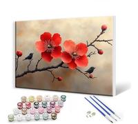 Pintar por Numeros Adultos con Marco 30 x 40 cm Cuadros para Pintar por Numeros Flor , Kit de Pintura al óleo de Lienzo manualidade, DIY Paint by Numbers con 3 Pinceles y Pigmento, Regalo Mujer I-6