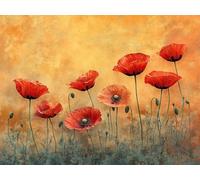 Pintar por Numeros Adultos con Marco Amapola, DIY Flor Paint by Numbers Kits con Pinceles, Pintura al óleo Colorear Lienzo Manualidades Adultos, Regalos Ideal para Cumpleaños Navidad 70x90 cm Q-5868