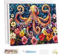 Pintar por Numeros Adultos con Marco, Animales Paint by Number Kits, con Pinceles y Pigmento Acrílico, DIY Flor Pintura al óleo Colorear Lienzo Manualidades, Decoración del Hogar 100x120cm YF-4723