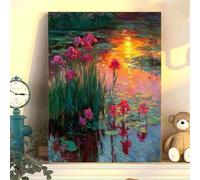 Pintar por Numeros Adultos con Marco Atardecer 45x60cm, DIY Cuadros para Pintar con Numeros Flor, Manualidades Adultos Kit Pintura Acrilica sobre Lienzo con Pinceles, Decoracion Pared Salon Casa, *615