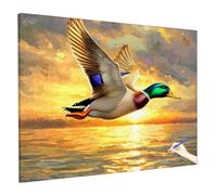 Pintar por Numeros Adultos con Marco Atardecer Pintura con Numeros Adultos Niños Pato, DIY Painting by Numbers Kit Manualidades Principiantes para Regalos para Mujer Navidad Decoración 90x70cm V-86