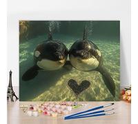 Pintar por Numeros Adultos Con Marco Ballena Cuadros para Pintar por Numeros Amar Paint by Numbers, DIY Kit Manualidades Adultos Colorido Lienzos Pintura Para Decoracion Hogar 80x50cm R-M3553