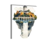 Pintar por Numeros Adultos con Marco Casas Caer Pintar por Numeros, Kit Creativo Manualidades Pintura al óleo con Pinceles Pigmento Acrílico, para Navidad Halloween Home Decoration 70x90cm J-y--1340