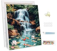 Pintar por Numeros Adultos con Marco, Cascadas Paint by Number Kits, con Pinceles y Pigmento Acrílico, DIY Paisajes Pintura al óleo Colorear Lienzo Manualidades, Decoración del Hogar 100x120cm -47534