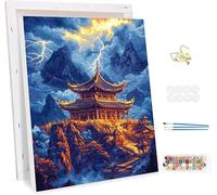 Pintar por Numeros Adultos con Marco, Cielo Paint by Number Kits, con Pinceles y Pigmento Acrílico, DIY Paisajes Pintura al óleo Colorear Lienzo Manualidades, Decoración del Hogar 60x80cm -47494