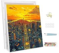 Pintar por Numeros Adultos con Marco, Ciudades Paint by Number Kits, con Pinceles y Pigmento Acrílico, DIY Paisajes Pintura al óleo Colorear Lienzo Manualidades, Decoración del Hogar 30x40cm -46740