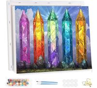 Pintar por Numeros Adultos con Marco, Cristal Paint by Number Kits, con Pinceles y Pigmento Acrílico, DIY Paisajes Pintura al óleo Colorear Lienzo Manualidades, Decoración del Hogar 40x50cm YF-4555