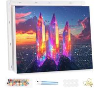 Pintar por Numeros Adultos con Marco, Cristal Paint by Number Kits, con Pinceles y Pigmento Acrílico, DIY Paisajes Pintura al óleo Colorear Lienzo Manualidades, Decoración del Hogar 100x120cm YF-4561