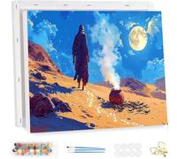 Pintar por Numeros Adultos con Marco, Desierto Paint by Number Kits, con Pinceles y Pigmento Acrílico, DIY Paisajes Pintura al óleo Colorear Lienzo Manualidades, Decoración del Hogar 80x100cm YF-4457