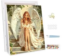 Pintar por Numeros Adultos con Marco, DIY Ángeles Painting by Numbers Kits, Paisajes Pintar por Numeros Niños Lienzo Kits, con Pinceles y Pigmento Acrílico, Decoración del Hogar 80x100cm -46155