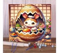 Pintar por Numeros Adultos con Marco DIY Kit de Pintura al óLeo en Lienzo con Pinceles y Pigmento AcríLico Paint by Number Kits para Decoración del Hogar Comida japonesa Conejo,40x50 cm