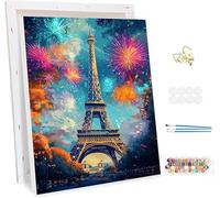 Pintar por Numeros Adultos con Marco, DIY París Painting by Numbers Kits, Paisajes Pintar por Numeros Niños Lienzo Kits, con Pinceles y Pigmento Acrílico, Decoración del Hogar 80x100cm -46543