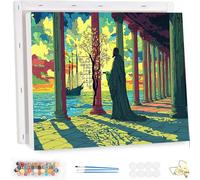 Pintar por Numeros Adultos con Marco, DIY Retro Painting by Numbers Kits,Paisajes Pintar por Numeros Niños Lienzo Kits, con Pinceles y Pigmento Acrílico, Decoración del Hogar 100x120cm YF-4458