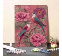 Pintar por Numeros Adultos con Marco Flor 20x25cm, DIY Cuadros para Pintar con Numeros Pájaro, Manualidades Adultos Kit Pintura Acrilica sobre Lienzo con Pinceles, Decoracion Pared Salon Casa, *639