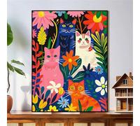 Pintar por Numeros Adultos con Marco Flor 30 x 40 cm, DIY Cuadros para Pintar con Numeros Gato, Manualidades Adultos Kit Pintura Acrilica sobre Lienzo con Pinceles, Decoracion Pared Salon Casa, *646