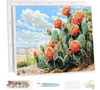 Pintar por Numeros Adultos con Marco, Flor Paint by Number Kits, con Pinceles y Pigmento Acrílico, DIY Paisajes Pintura al óleo Colorear Lienzo Manualidades, Decoración del Hogar 60x80cm YF-4487