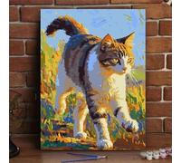 Pintar por Numeros Adultos con Marco Gato 20x30cm, DIY Cuadros para Pintar con Numeros Paisaje, Manualidades Adultos Kit Pintura Acrilica sobre Lienzo con Pinceles, Decoracion Pared Salon Casa, *3