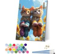 Pintar por Numeros Adultos con Marco Gato, Cuadros para Pintar por Numeros Girasol, DIY Manualidades Adultos, Paint by Numbers Adult Kit con Pinturas Acrílicas y Pinceles, Regalo 100x135cm Q-9711