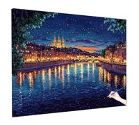 Pintar por Numeros Adultos con Marco Londres Pintura con Numeros Adultos Niños Paisaje, DIY Painting by Numbers Kit Manualidades Principiantes para Regalo Mujer Navidad Decoración 50x40cm X-12
