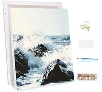 Pintar por Numeros Adultos con Marco, Océanos Paint by Number Kits, con Pinceles y Pigmento Acrílico, DIY Paisajes Pintura al óleo Colorear Lienzo Manualidades, Decoración del Hogar 80x100cm -47602