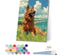 Pintar por Numeros Adultos con Marco Perro, Cuadros para Pintar por Numeros Nube, DIY Manualidades Adultos, Paint by Numbers Adult Kit con Pinturas Acrílicas y Pinceles, Regalo Mujer 50x65cm Y-5079