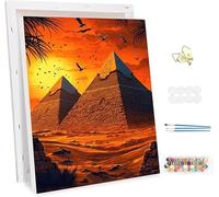 Pintar por Numeros Adultos con Marco, Pirámides Paint by Number Kits, con Pinceles y Pigmento Acrílico, DIY Paisajes Pintura al óleo Colorear Lienzo Manualidades, Decoración del Hogar 100x120cm -47524