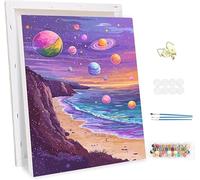 Pintar por Numeros Adultos con Marco, Playa Paint by Number Kits, con Pinceles y Pigmento Acrílico, DIY Paisajes Pintura al óleo Colorear Lienzo Manualidades, Decoración del Hogar 60x80cm -47486