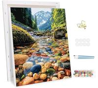 Pintar por Numeros Adultos con Marco, Valle Paint by Number Kits, con Pinceles y Pigmento Acrílico, DIY Paisajes Pintura al óleo Colorear Lienzo Manualidades, Decoración del Hogar 30x40cm -47620